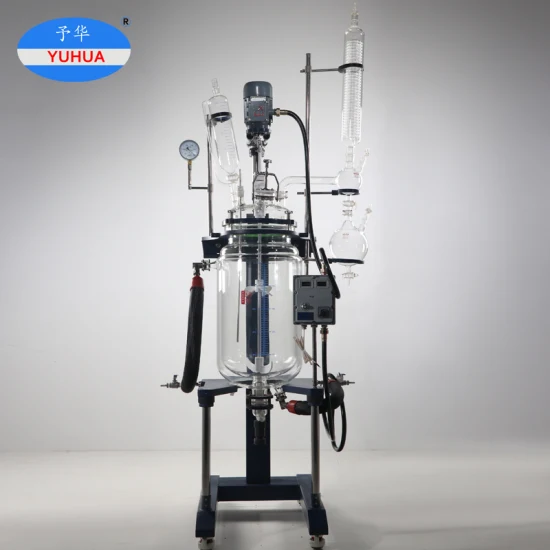 China 10L 20L 50L 100L Equipamento de Laboratório Médico Vitrificado Tanque Agitador Químico Reator de Vidro Jaquetado de Dupla Camada Preço